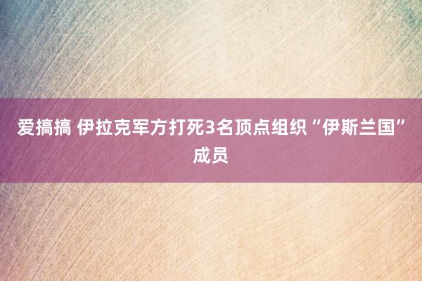 爱搞搞 伊拉克军方打死3名顶点组织“伊斯兰国”成员