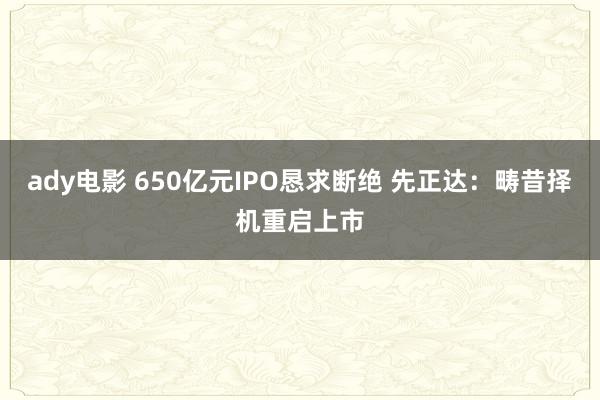 ady电影 650亿元IPO恳求断绝 先正达：畴昔择机重启上市