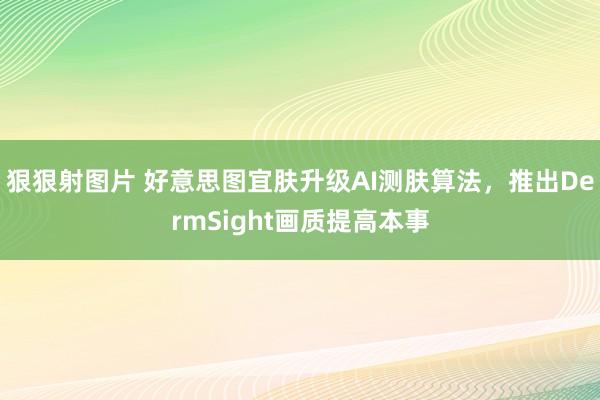 狠狠射图片 好意思图宜肤升级AI测肤算法，推出DermSight画质提高本事