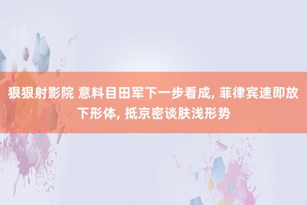 狠狠射影院 意料目田军下一步看成， 菲律宾速即放下形体， 抵京密谈肤浅形势