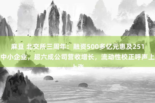 麻豆 北交所三周年：融资500多亿元惠及251家中小企业，超六成公司营收增长，流动性校正呼声上涨