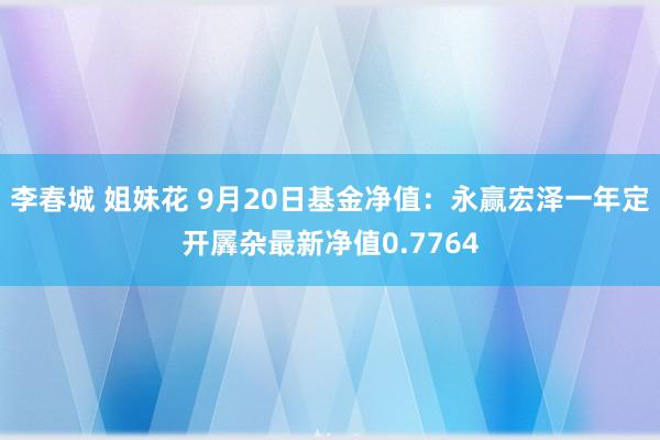 李春城 姐妹花 9月20日基金净值：永赢宏泽一年定开羼杂最新净值0.7764