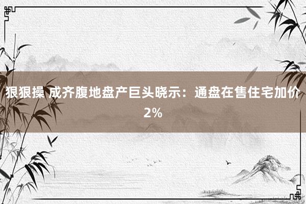 狠狠操 成齐腹地盘产巨头晓示：通盘在售住宅加价2%