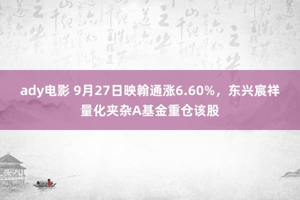 ady电影 9月27日映翰通涨6.60%，东兴宸祥量化夹杂A基金重仓该股