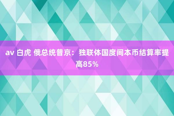 av 白虎 俄总统普京：独联体国度间本币结算率提高85%