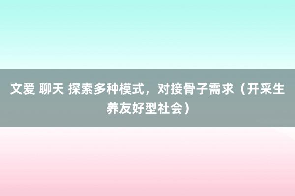 文爱 聊天 探索多种模式，对接骨子需求（开采生养友好型社会）