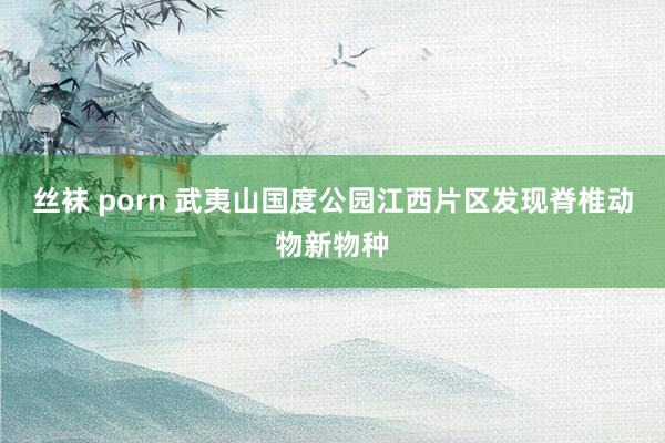 丝袜 porn 武夷山国度公园江西片区发现脊椎动物新物种