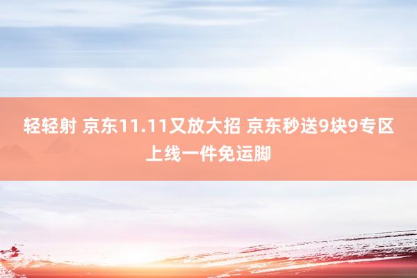 轻轻射 京东11.11又放大招 京东秒送9块9专区上线一件免运脚