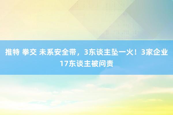 推特 拳交 未系安全带，3东谈主坠一火！3家企业17东谈主被问责