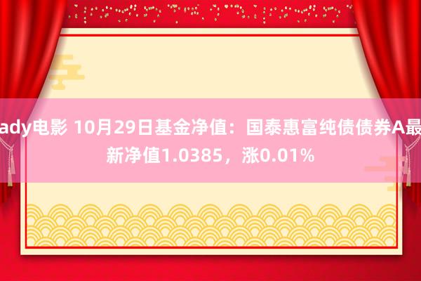 ady电影 10月29日基金净值：国泰惠富纯债债券A最新净值1.0385，涨0.01%