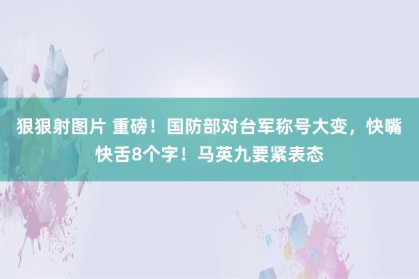 狠狠射图片 重磅！国防部对台军称号大变，快嘴快舌8个字！马英九要紧表态