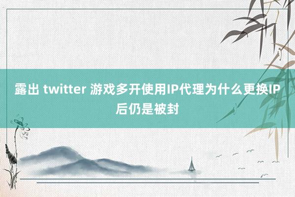 露出 twitter 游戏多开使用IP代理为什么更换IP后仍是被封