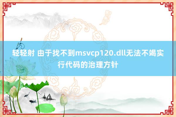 轻轻射 由于找不到msvcp120.dll无法不竭实行代码的治理方针