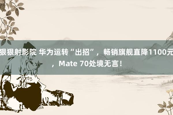 狠狠射影院 华为运转“出招”，畅销旗舰直降1100元，Mate 70处境无言！