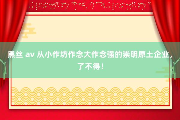 黑丝 av 从小作坊作念大作念强的崇明原土企业，了不得！