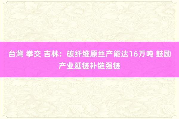 台灣 拳交 吉林：碳纤维原丝产能达16万吨 鼓励产业延链补链强链