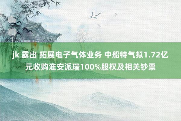 jk 露出 拓展电子气体业务 中船特气拟1.72亿元收购淮安派瑞100%股权及相关钞票