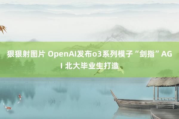 狠狠射图片 OpenAI发布o3系列模子“剑指”AGI 北大毕业生打造