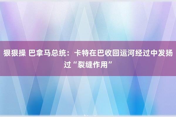 狠狠操 巴拿马总统：卡特在巴收回运河经过中发扬过“裂缝作用”