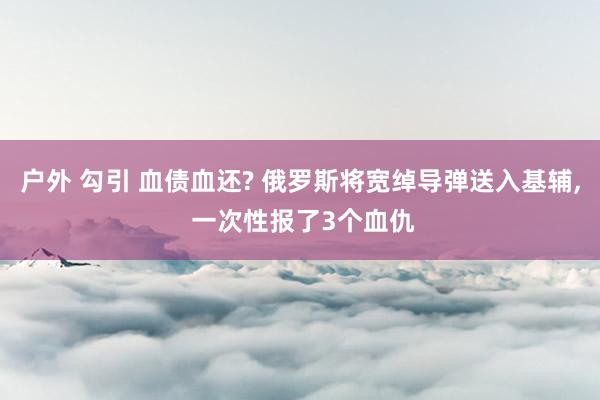 户外 勾引 血债血还? 俄罗斯将宽绰导弹送入基辅， 一次性报了3个血仇