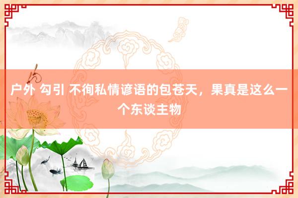 户外 勾引 不徇私情谚语的包苍天，果真是这么一个东谈主物