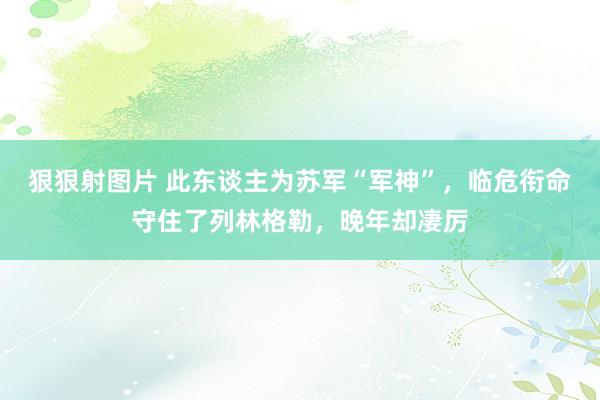 狠狠射图片 此东谈主为苏军“军神”，临危衔命守住了列林格勒，晚年却凄厉