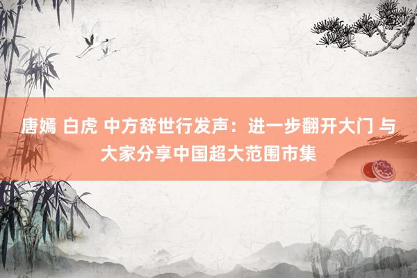 唐嫣 白虎 中方辞世行发声：进一步翻开大门 与大家分享中国超大范围市集