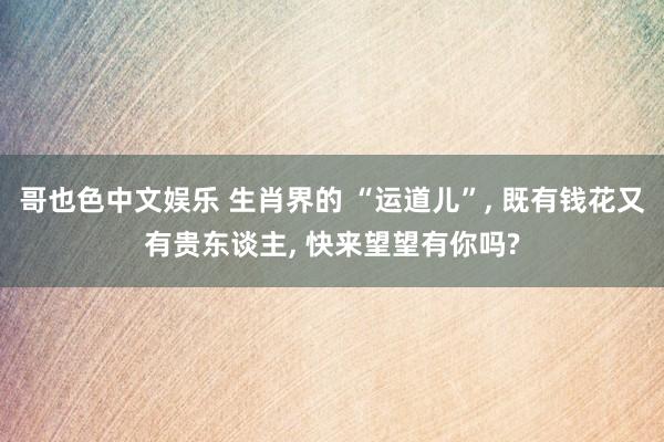 哥也色中文娱乐 生肖界的 “运道儿”, 既有钱花又有贵东谈主, 快来望望有你吗?